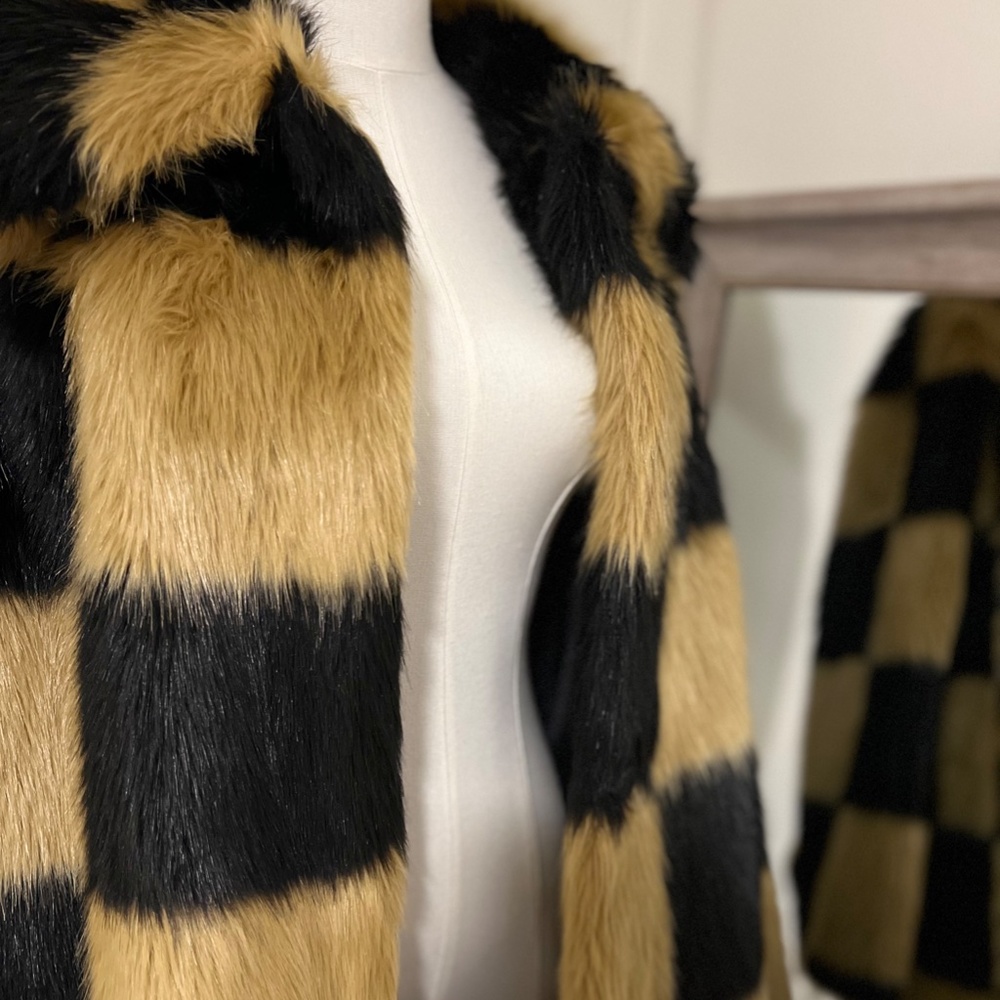 Stand Studio Nani Check Faux Fur Jacket - EU 40 - US 12-14 - Picture 5 of 6